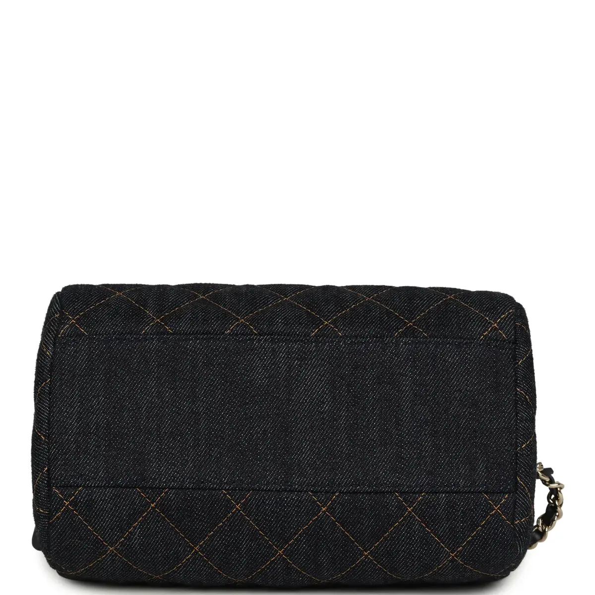 Chanel Chanel Mini Timeless Classic Barrel Bag with Chain Dark Blue Denim Light Gold Hardware | Thumbnail 6