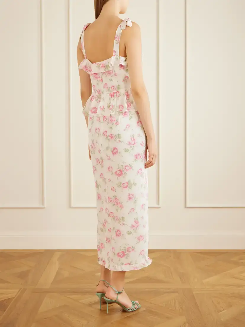 Alessandra Rich Ruffled Floral-print Silk Dress | Thumbnail 3 Alessandra Rich Ruffled Floral-print Silk Dress | Thumbnail 3