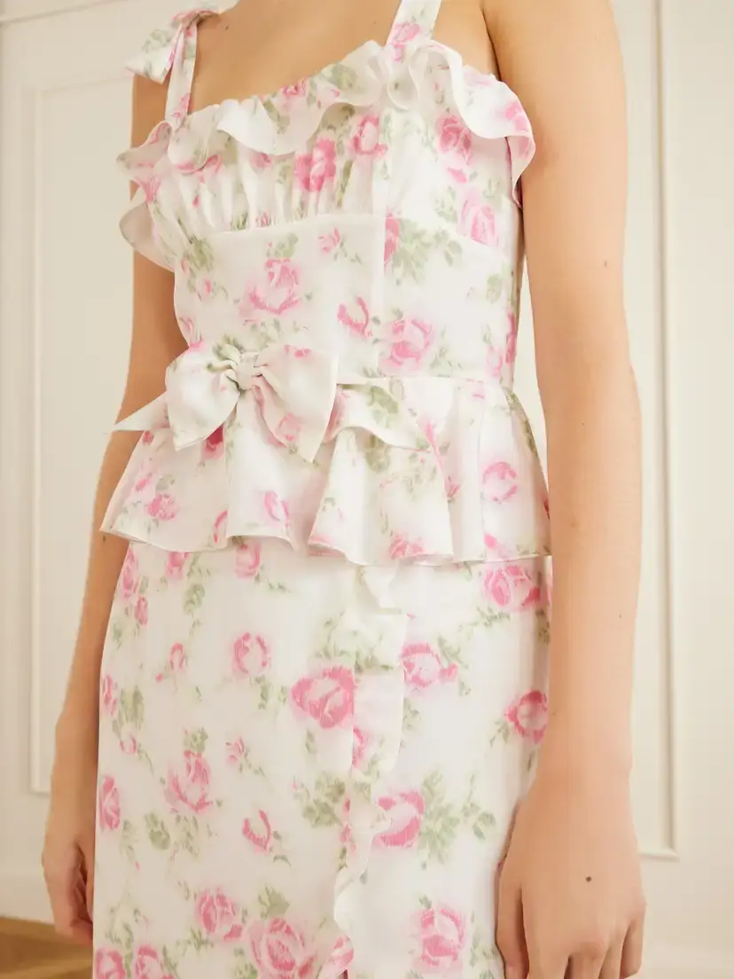 Alessandra Rich Ruffled Floral-print Silk Dress | Thumbnail 4 Alessandra Rich Ruffled Floral-print Silk Dress | Thumbnail 4