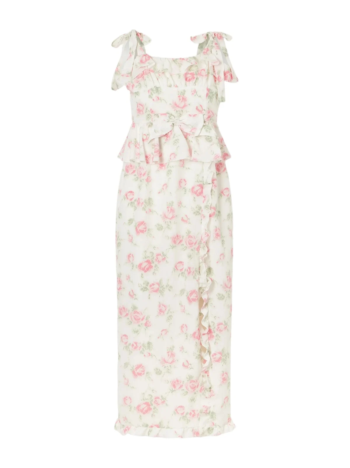 Ruffled Floral-print Silk Dress Ruffled Floral-print Silk Dress