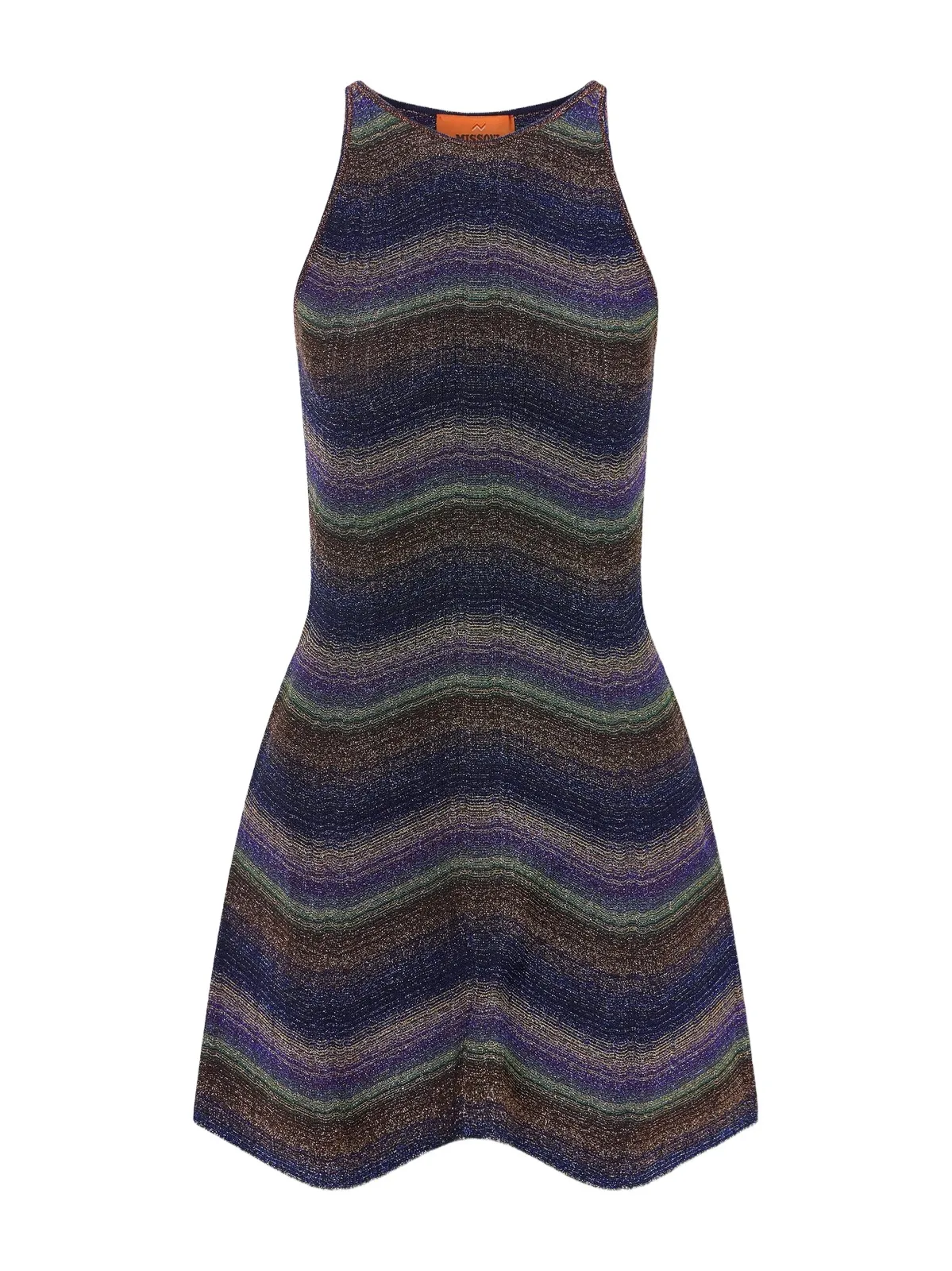 Metallic Striped Crochet-knit Mini Dress