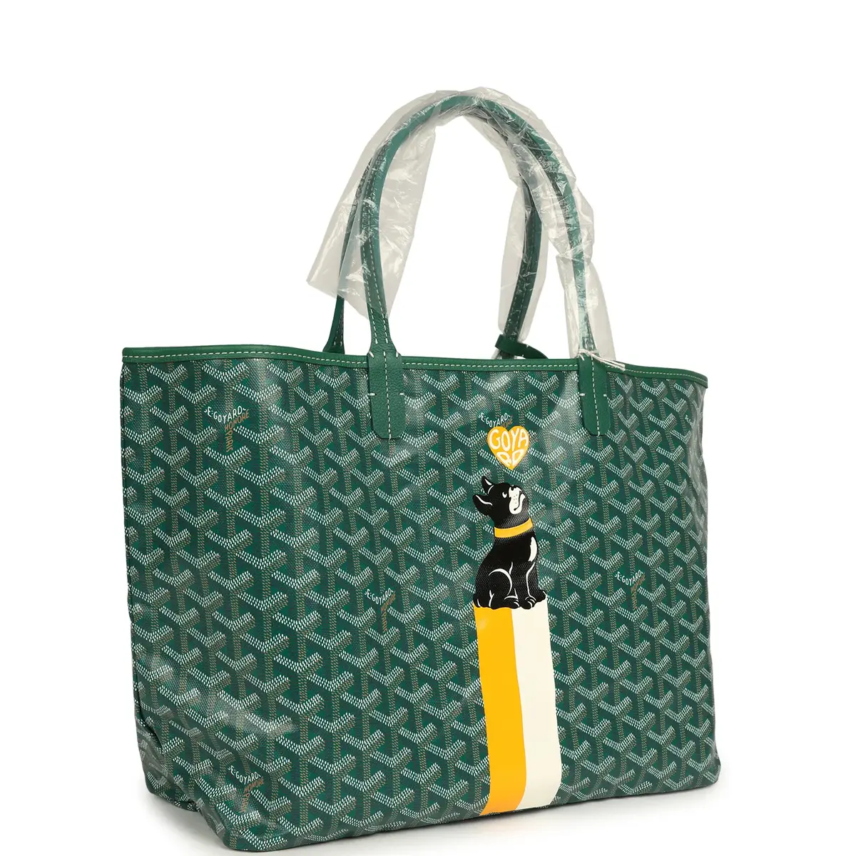goyard Goyard Goyardine Hand-Painted Dog Green Saint Louis PM Tote Bag Palladium Hardware | Thumbnail 2 goyard Goyard Goyardine Hand-Painted Dog Green Saint Louis PM Tote Bag Palladium Hardware | Thumbnail 2