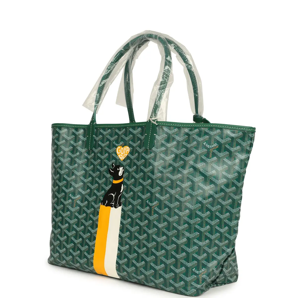 goyard Goyard Goyardine Hand-Painted Dog Green Saint Louis PM Tote Bag Palladium Hardware | Thumbnail 5 goyard Goyard Goyardine Hand-Painted Dog Green Saint Louis PM Tote Bag Palladium Hardware | Thumbnail 5