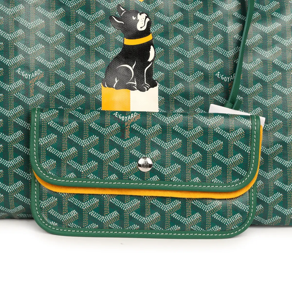 goyard Goyard Goyardine Hand-Painted Dog Green Saint Louis PM Tote Bag Palladium Hardware | Thumbnail 7 goyard Goyard Goyardine Hand-Painted Dog Green Saint Louis PM Tote Bag Palladium Hardware | Thumbnail 7
