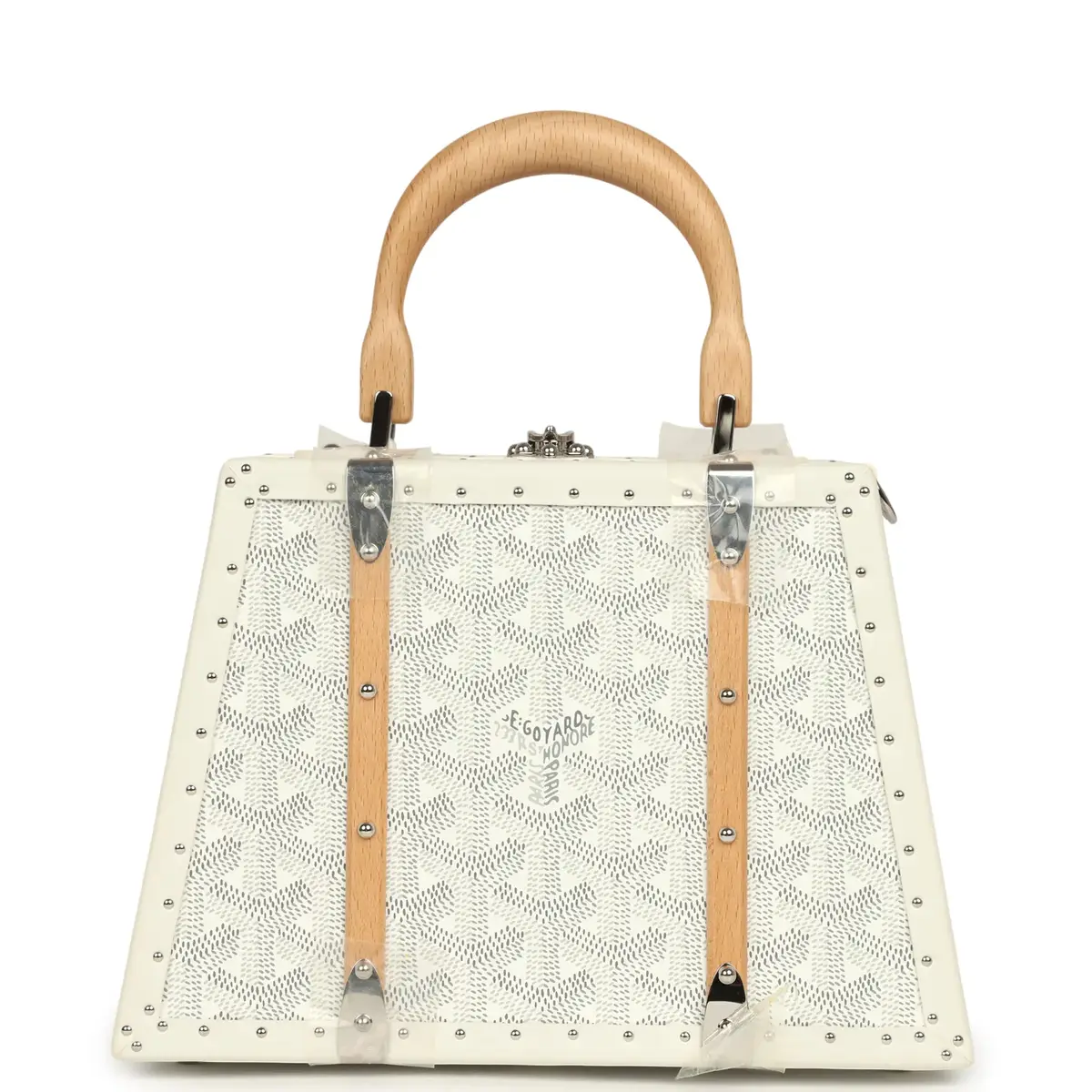 goyard Goyard Goyardine Saigon Mini Trunk White Cervon Calfskin Palladium Hardware | Thumbnail 4 goyard Goyard Goyardine Saigon Mini Trunk White Cervon Calfskin Palladium Hardware | Thumbnail 4