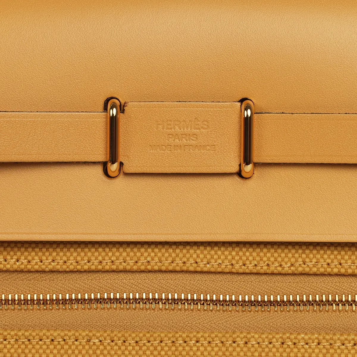 HERMÈS Hermes Herbag Zip 20 Mini Paille Toile Militaire Canvas, Vache Hunter Gold Hardware | Thumbnail 9 HERMÈS Hermes Herbag Zip 20 Mini Paille Toile Militaire Canvas, Vache Hunter Gold Hardware | Thumbnail 9