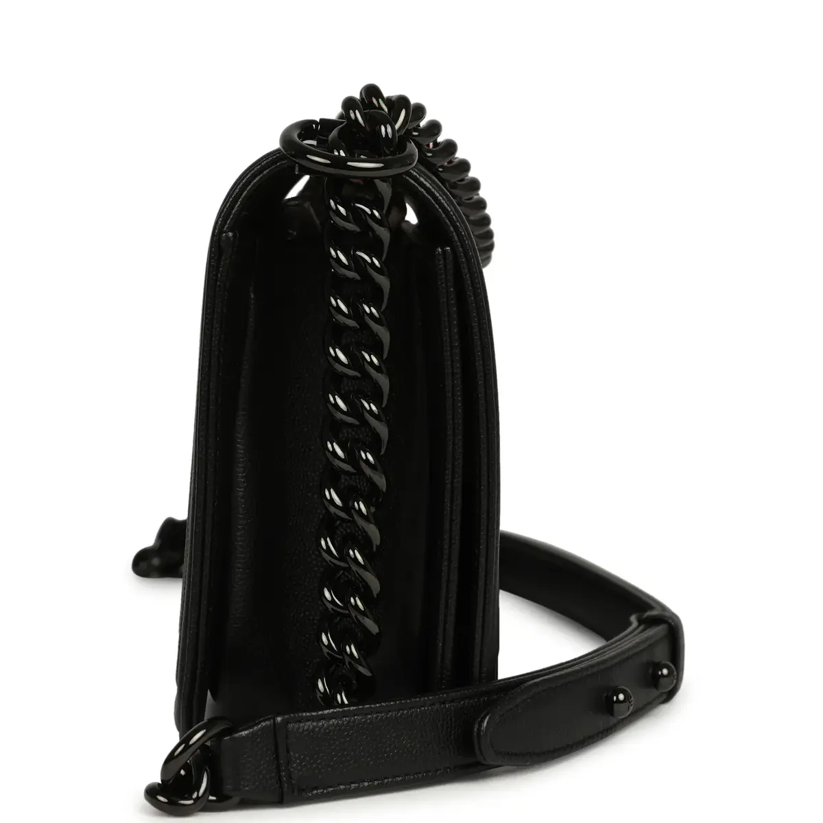 Chanel Pre-owned Chanel Medium Boy Bag So Black Caviar Black Hardware | Thumbnail 3 Chanel Pre-owned Chanel Medium Boy Bag So Black Caviar Black Hardware | Thumbnail 3