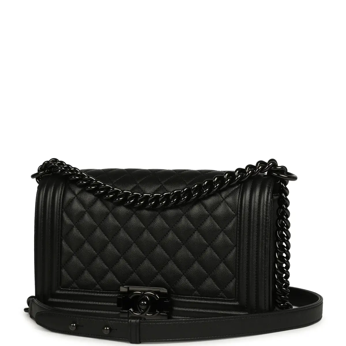 Chanel Pre-owned Chanel Medium Boy Bag So Black Caviar Black Hardware | Thumbnail 5 Chanel Pre-owned Chanel Medium Boy Bag So Black Caviar Black Hardware | Thumbnail 5