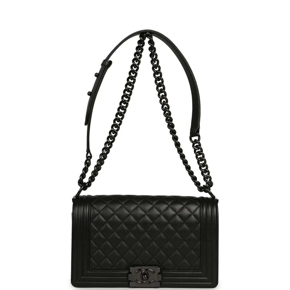 Chanel Pre-owned Chanel Medium Boy Bag So Black Caviar Black Hardware | Thumbnail 7 Chanel Pre-owned Chanel Medium Boy Bag So Black Caviar Black Hardware | Thumbnail 7