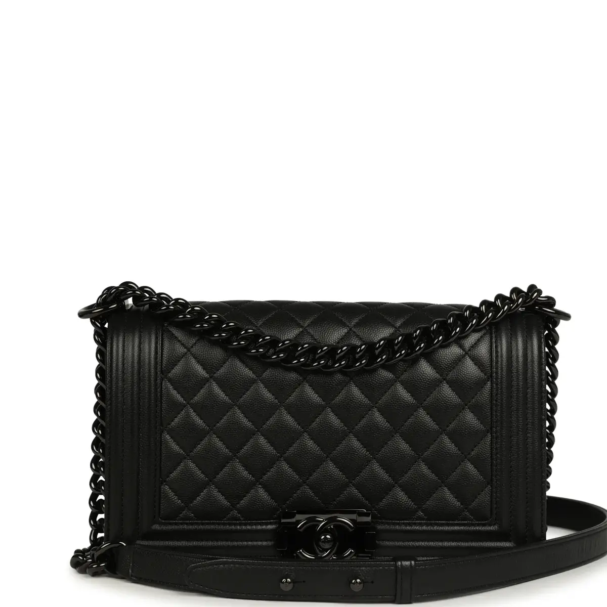 Chanel Pre-owned Chanel Medium Boy Bag So Black Caviar Black Hardware | Image 1 Chanel Pre-owned Chanel Medium Boy Bag So Black Caviar Black Hardware | Image 1