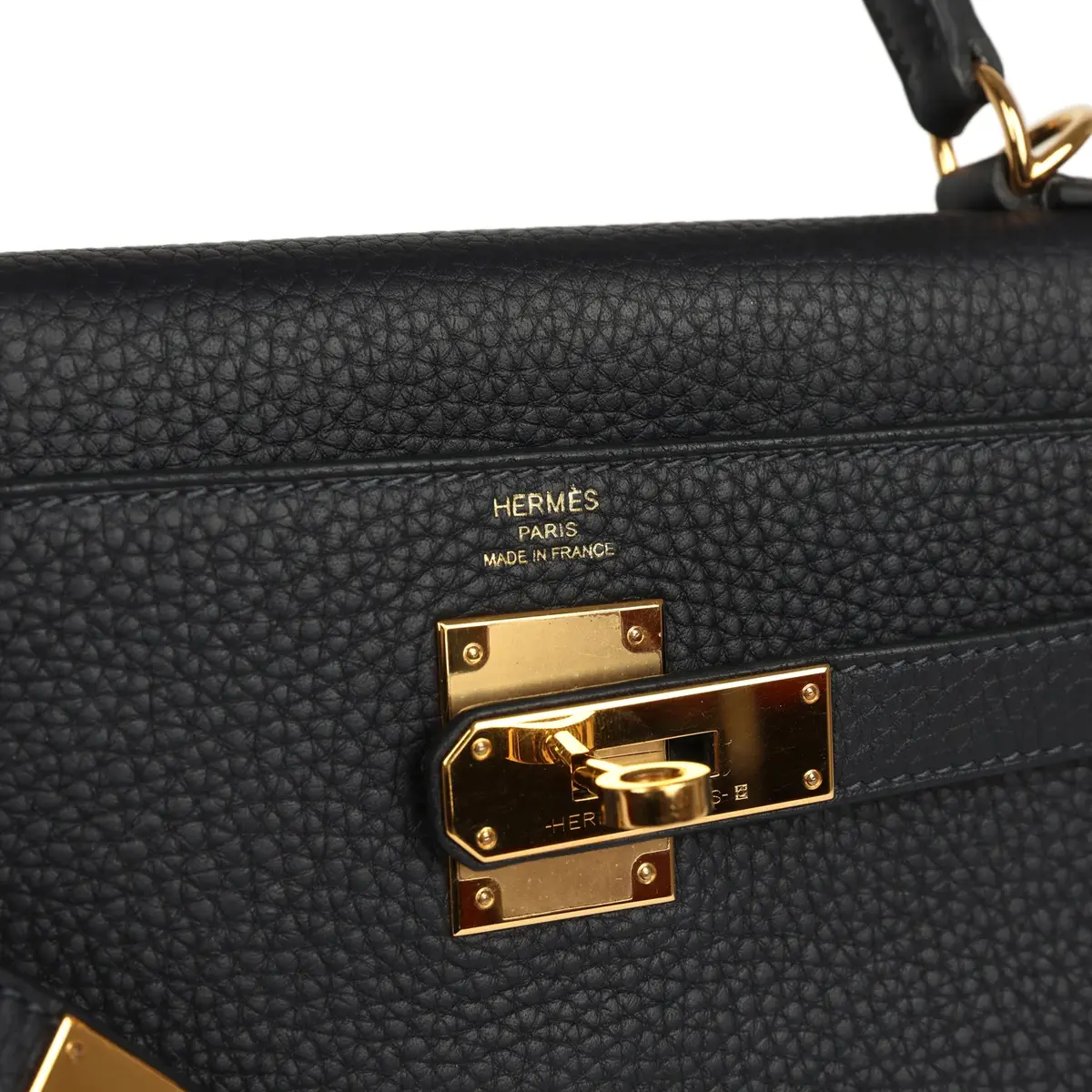 HERMÈS Pre-owned Hermes Kelly Retourne 28 Bleu Nuit Togo Gold Hardware | Thumbnail 7