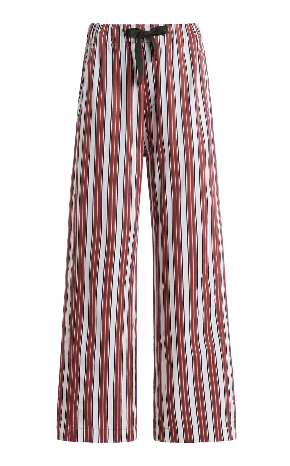 Striped Drawstring Cotton Wide-Leg Pants Striped Drawstring Cotton Wide-Leg Pants