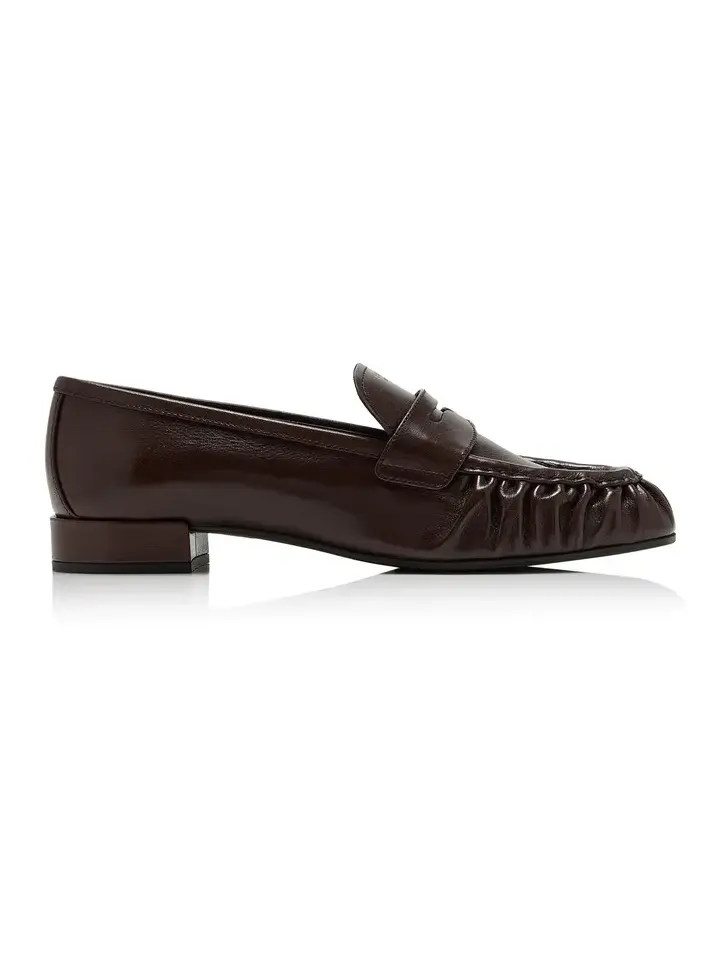 Prada Ruched Leather Loafers