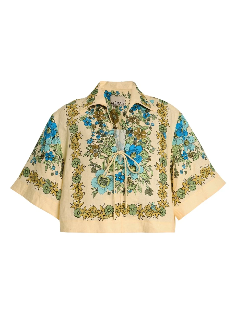 Sophia Collared Linen Top