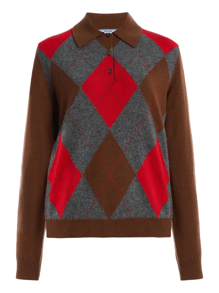 Argyle Cashmere Polo