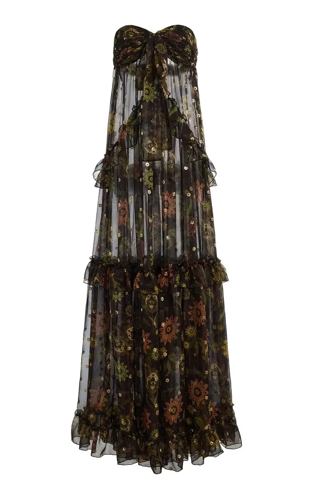 SIEDRÉS Josiane Strapless Chiffon Maxi Dress