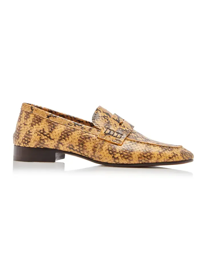 Snakeskin-Effect Leather Loafers