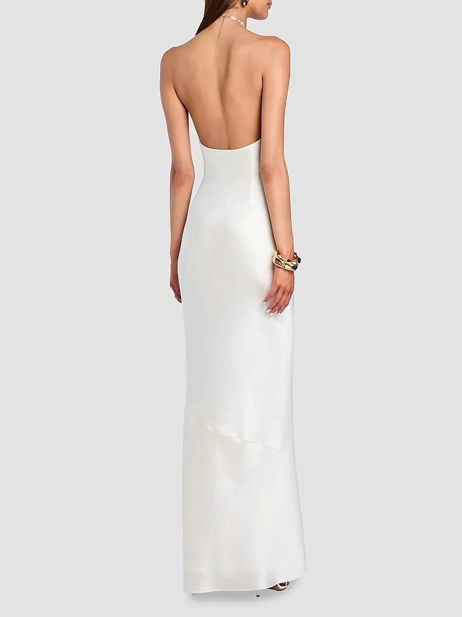 Retrofête Women's Anat Satin Beaded Halter Dress | Thumbnail 3