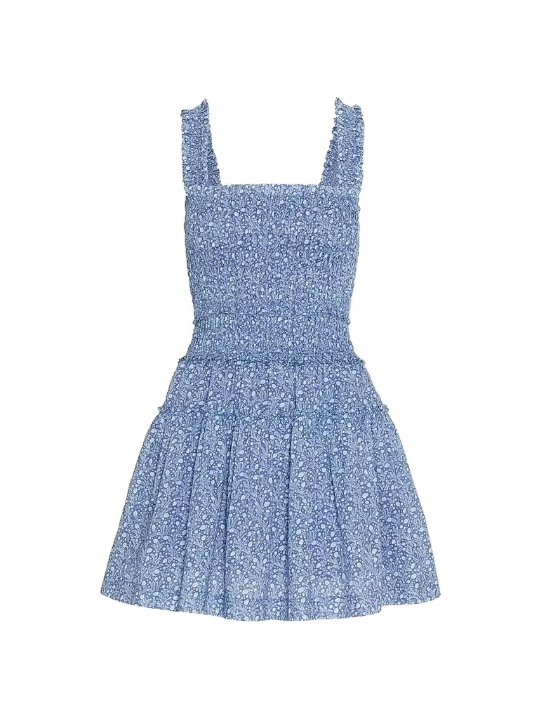 Hill House Home Women's The Azalea Mini Nap Dress - Ditsy Thistle Blue | Image 1 Hill House Home Women's The Azalea Mini Nap Dress - Ditsy Thistle Blue | Image 1