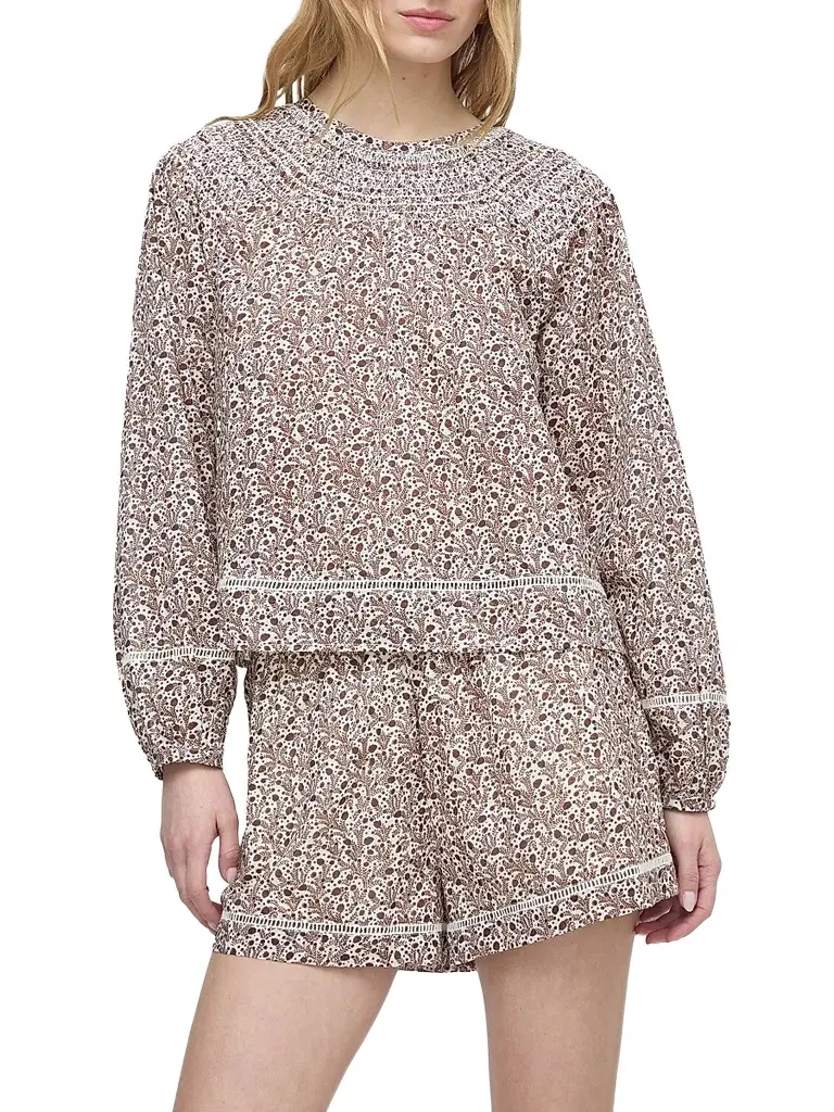 Hill House Home Women's The Audrey Shorts - Ditsy Thistle White | Image 1 Hill House Home Women's The Audrey Shorts - Ditsy Thistle White | Image 1