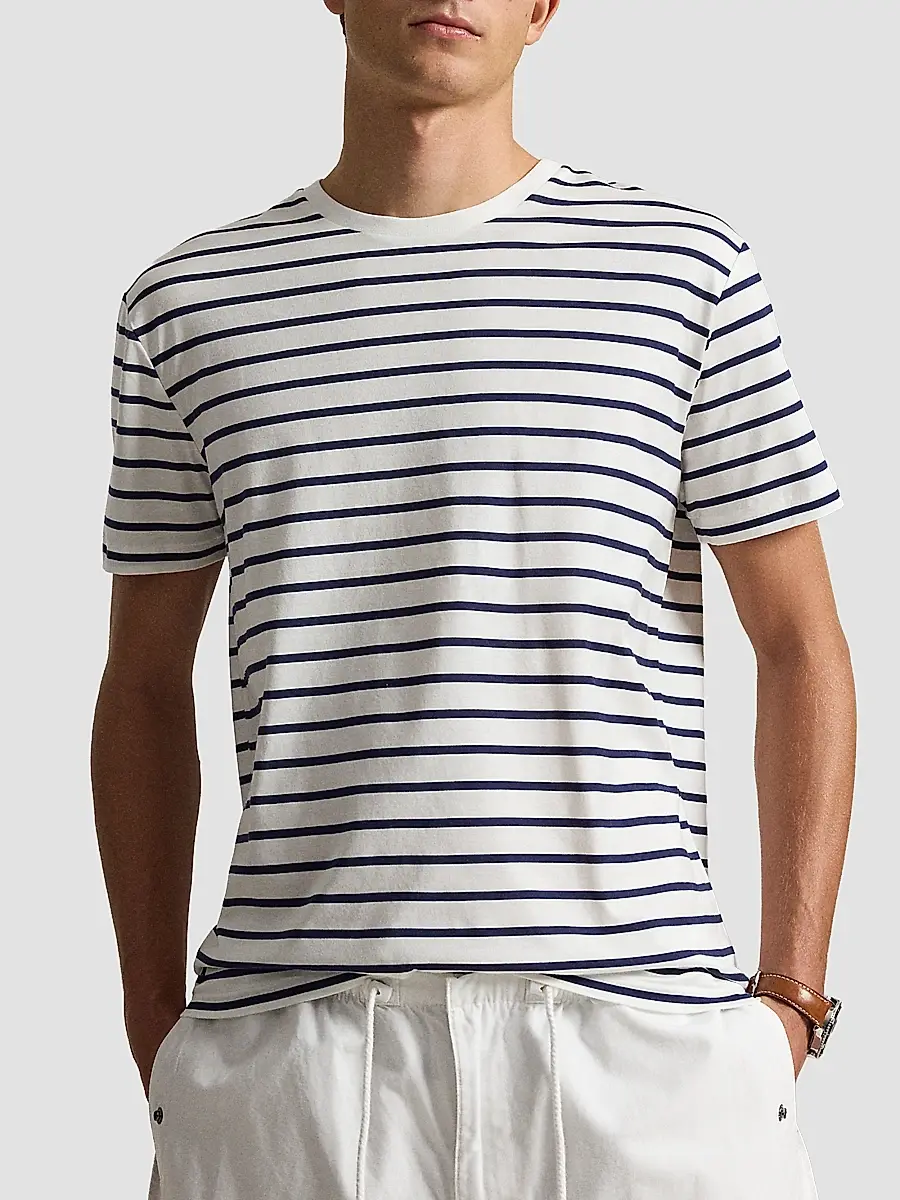 Polo Ralph Lauren Men's Striped Cotton Crewneck T-Shirt | Thumbnail 4 Polo Ralph Lauren Men's Striped Cotton Crewneck T-Shirt | Thumbnail 4