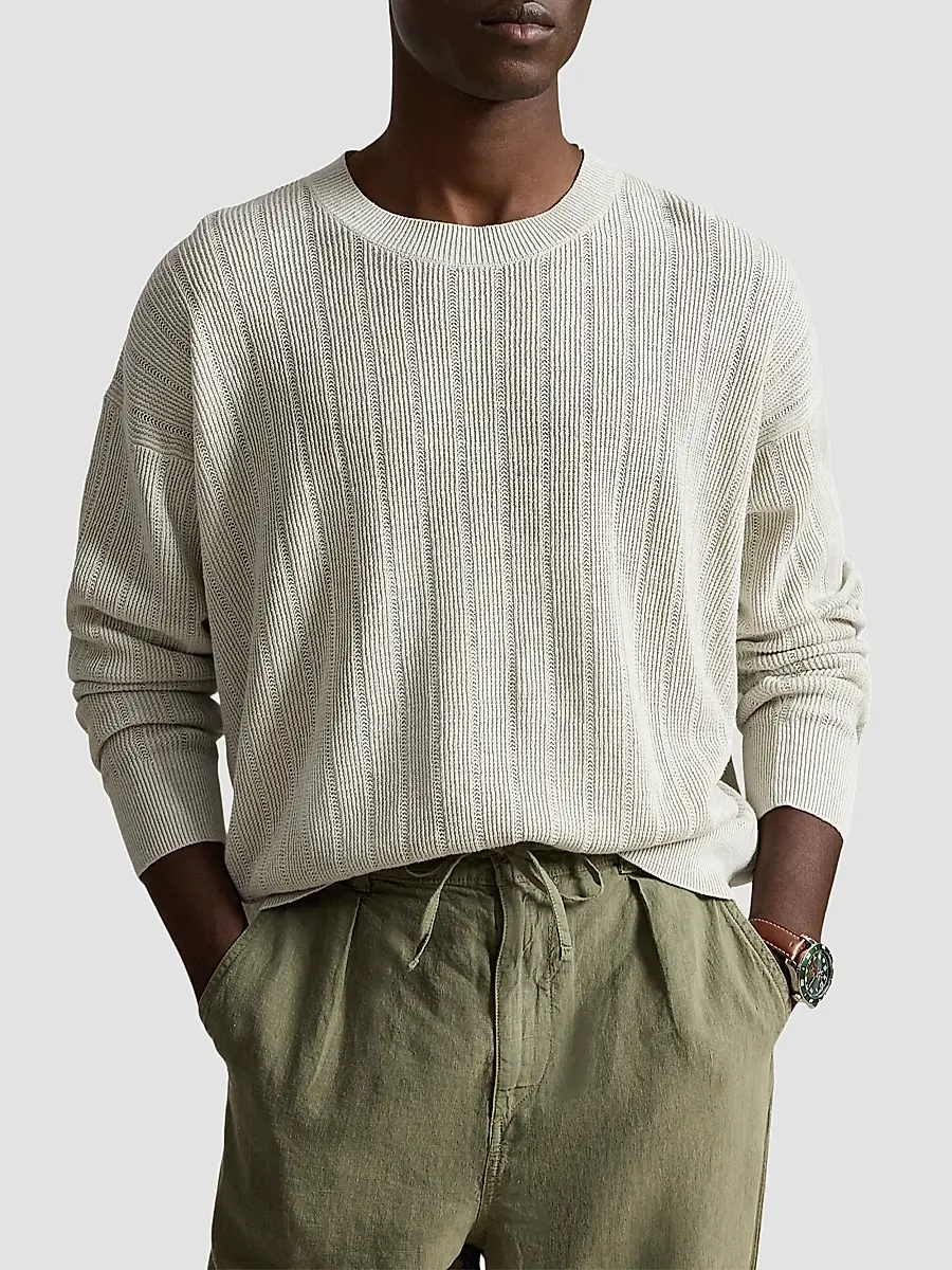Polo Ralph Lauren Men's Linen Rib-Knit Crewneck Sweater | Thumbnail 4