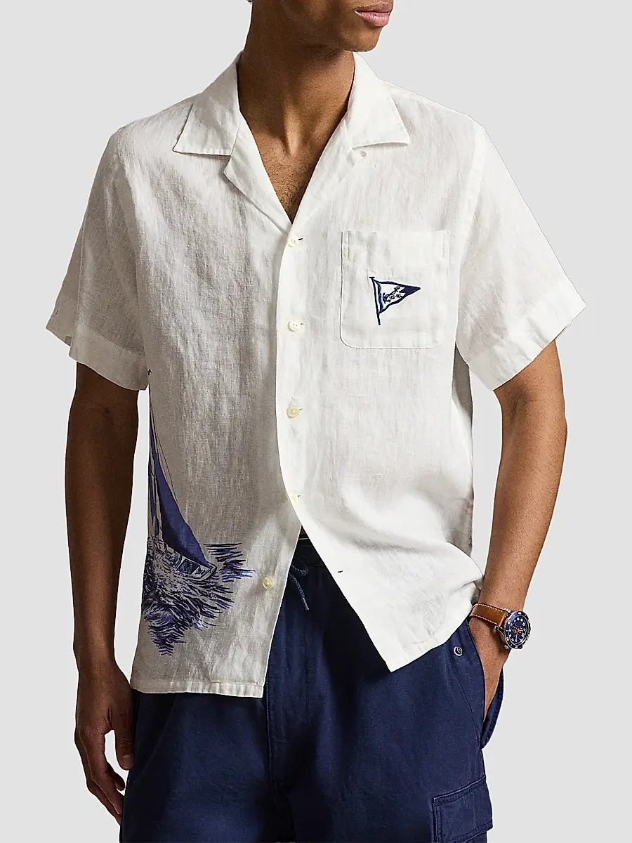 Polo Ralph Lauren Men's Classic-Fit Nautical Linen Camp Shirt | Thumbnail 4