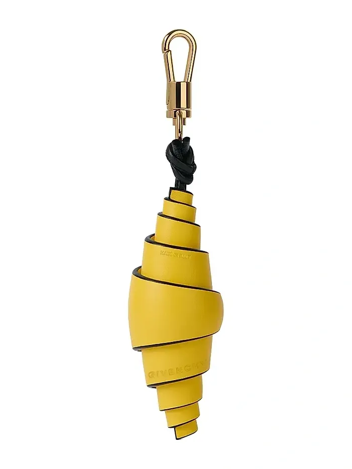 Women's Lucky Croissant Bag Charm in Leather - Golden Yellow