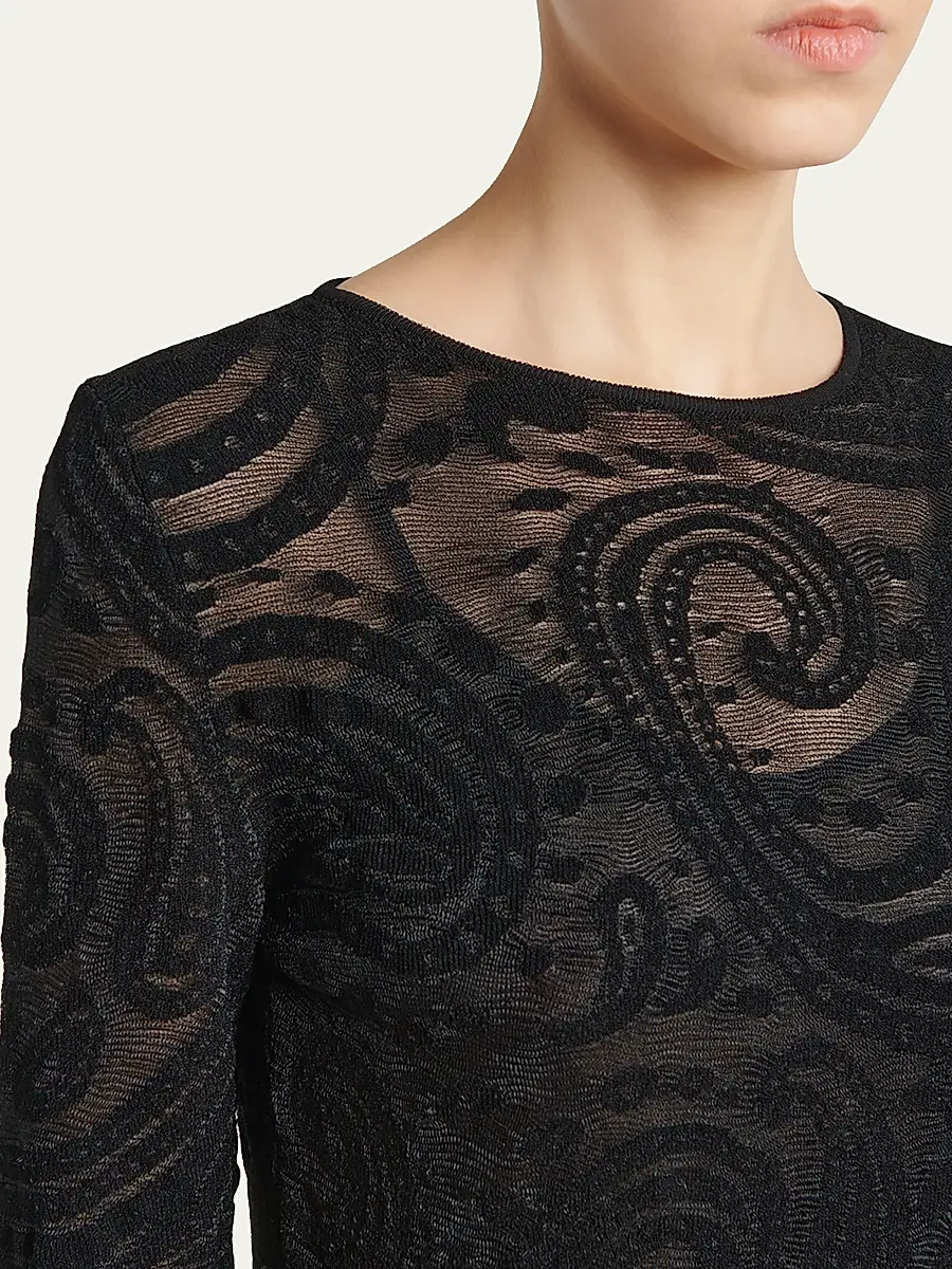 Etro Women's Paisley Mesh Sheath Midi Dress | Thumbnail 5 Etro Women's Paisley Mesh Sheath Midi Dress | Thumbnail 5