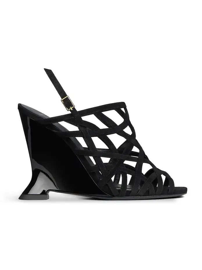 Balmain Wedge Cage sandals in suede