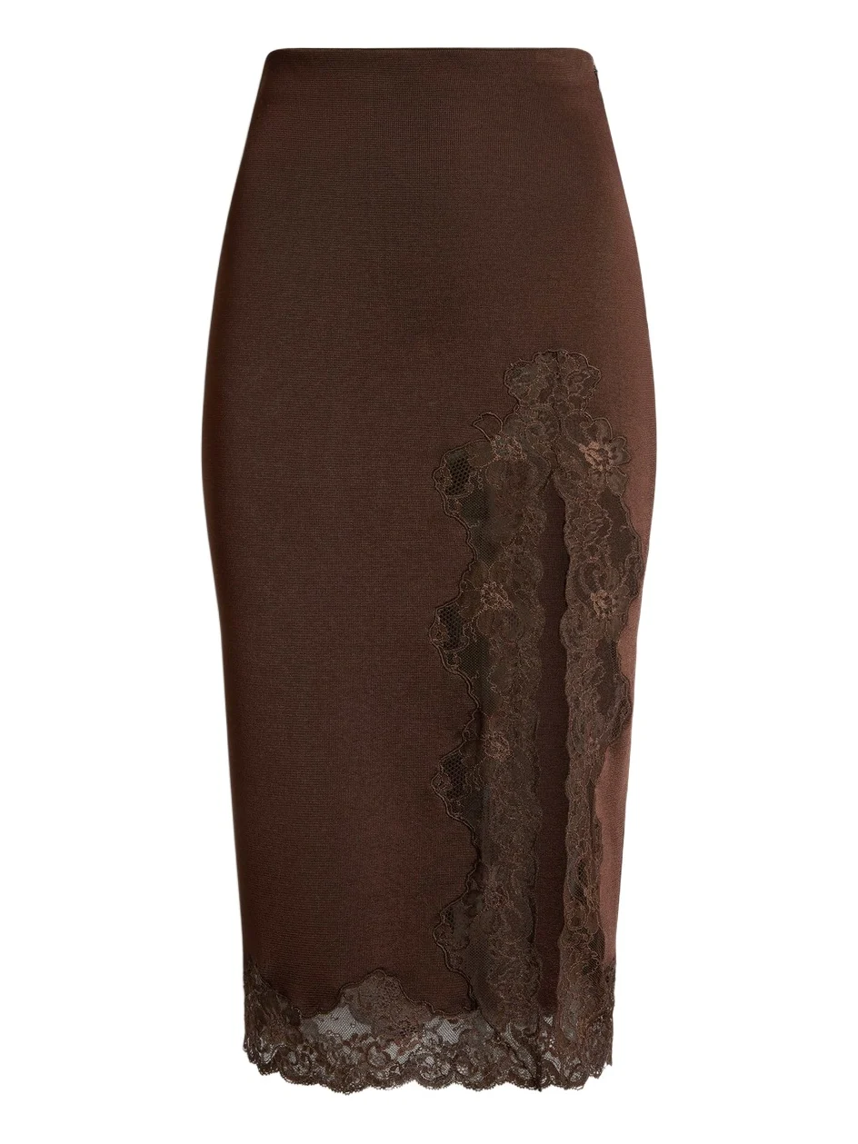 Knit midi skirt with lace Knit midi skirt with lace