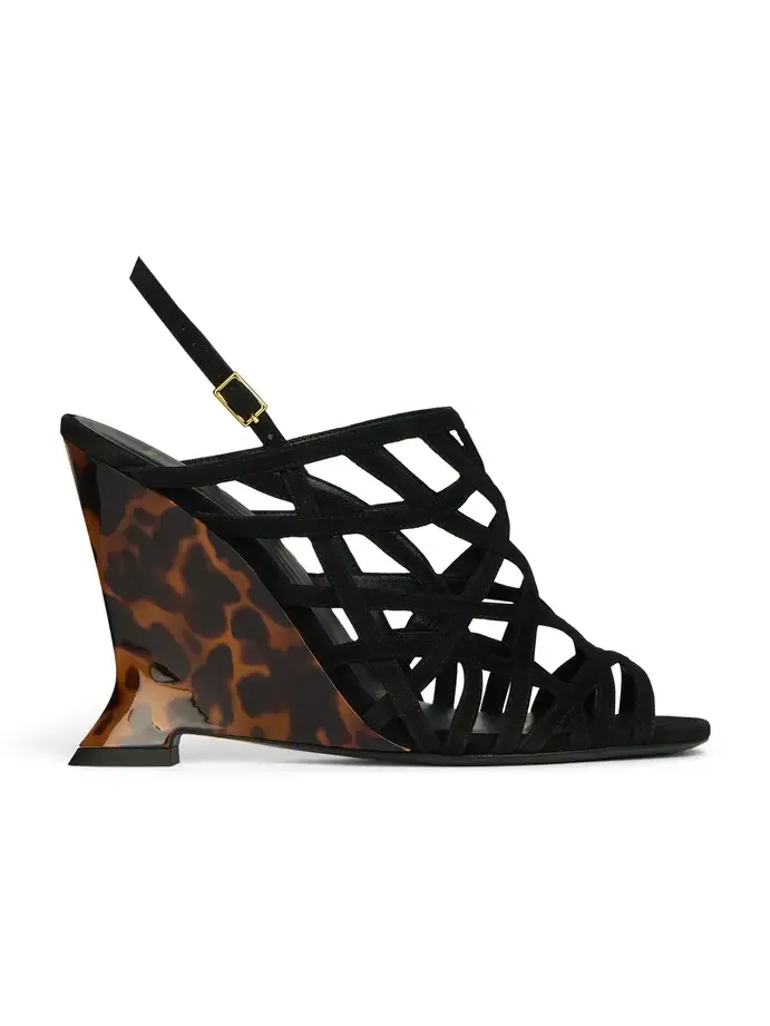 Balmain Wedge Cage sandals in suede