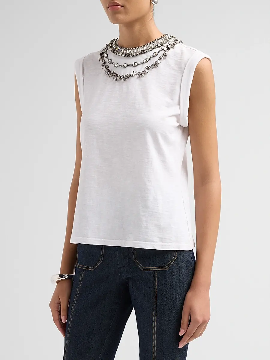 Cinq à Sept Women's Bella Layered Necklace T-Shirt | Thumbnail 4