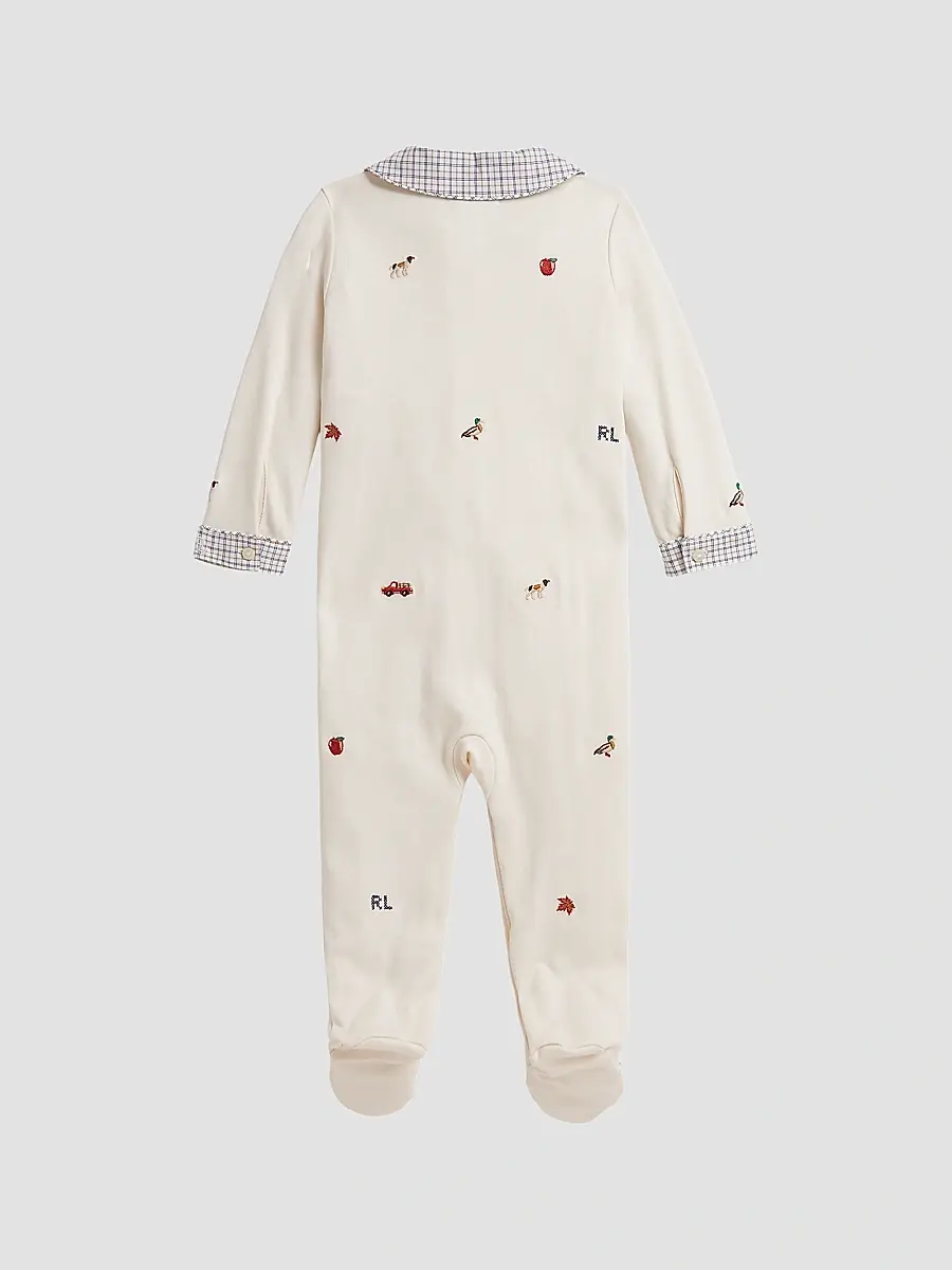 Polo Ralph Lauren Boy's Baby Boy's Embroidered Cotton Interlock Footed Coverall | Thumbnail 2 Polo Ralph Lauren Boy's Baby Boy's Embroidered Cotton Interlock Footed Coverall | Thumbnail 2