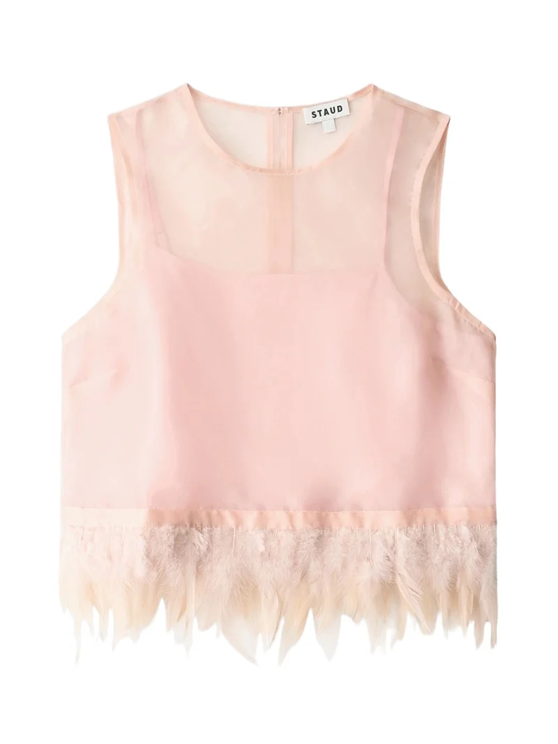 Women's Avi Silk Feather-Trim Top