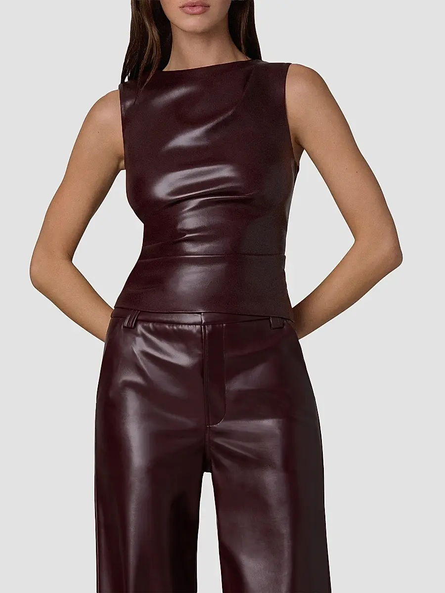 Joe's Jeans Women's The Meg Faux-Leather Top | Thumbnail 4 Joe's Jeans Women's The Meg Faux-Leather Top | Thumbnail 4