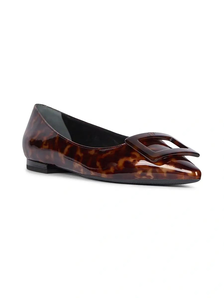 Roger Vivier Women's Gommettine Tortoiseshell-Print Patent Leather Ballerina Flats | Thumbnail 2 Roger Vivier Women's Gommettine Tortoiseshell-Print Patent Leather Ballerina Flats | Thumbnail 2