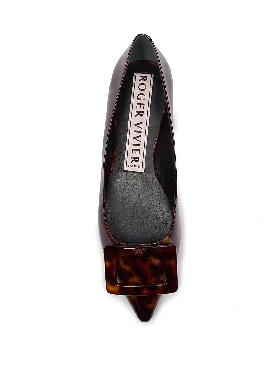 Roger Vivier Women's Gommettine Tortoiseshell-Print Patent Leather Ballerina Flats | Thumbnail 4 Roger Vivier Women's Gommettine Tortoiseshell-Print Patent Leather Ballerina Flats | Thumbnail 4