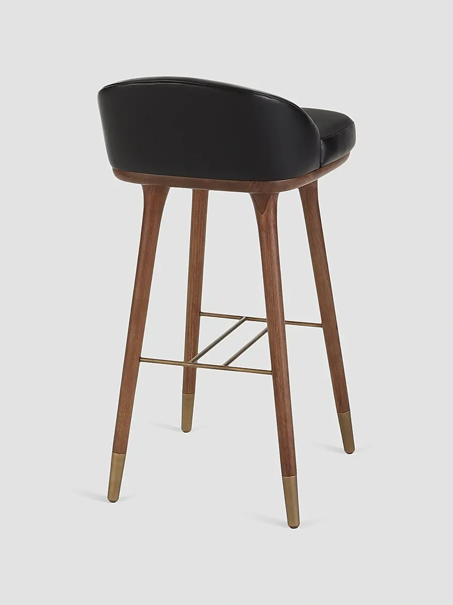 Arteriors Walsh Leather & Wood Bar Stool | Thumbnail 3
