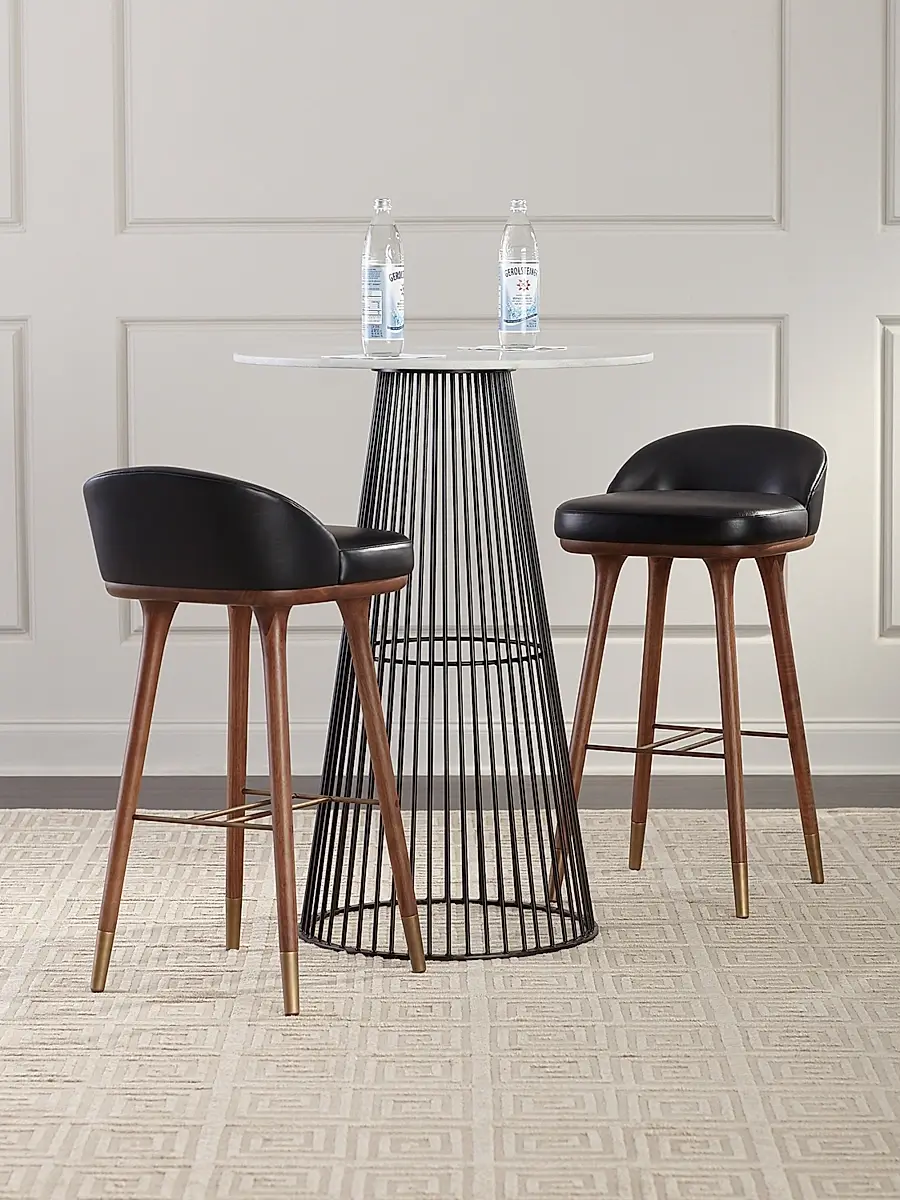 Arteriors Walsh Leather & Wood Bar Stool | Thumbnail 4