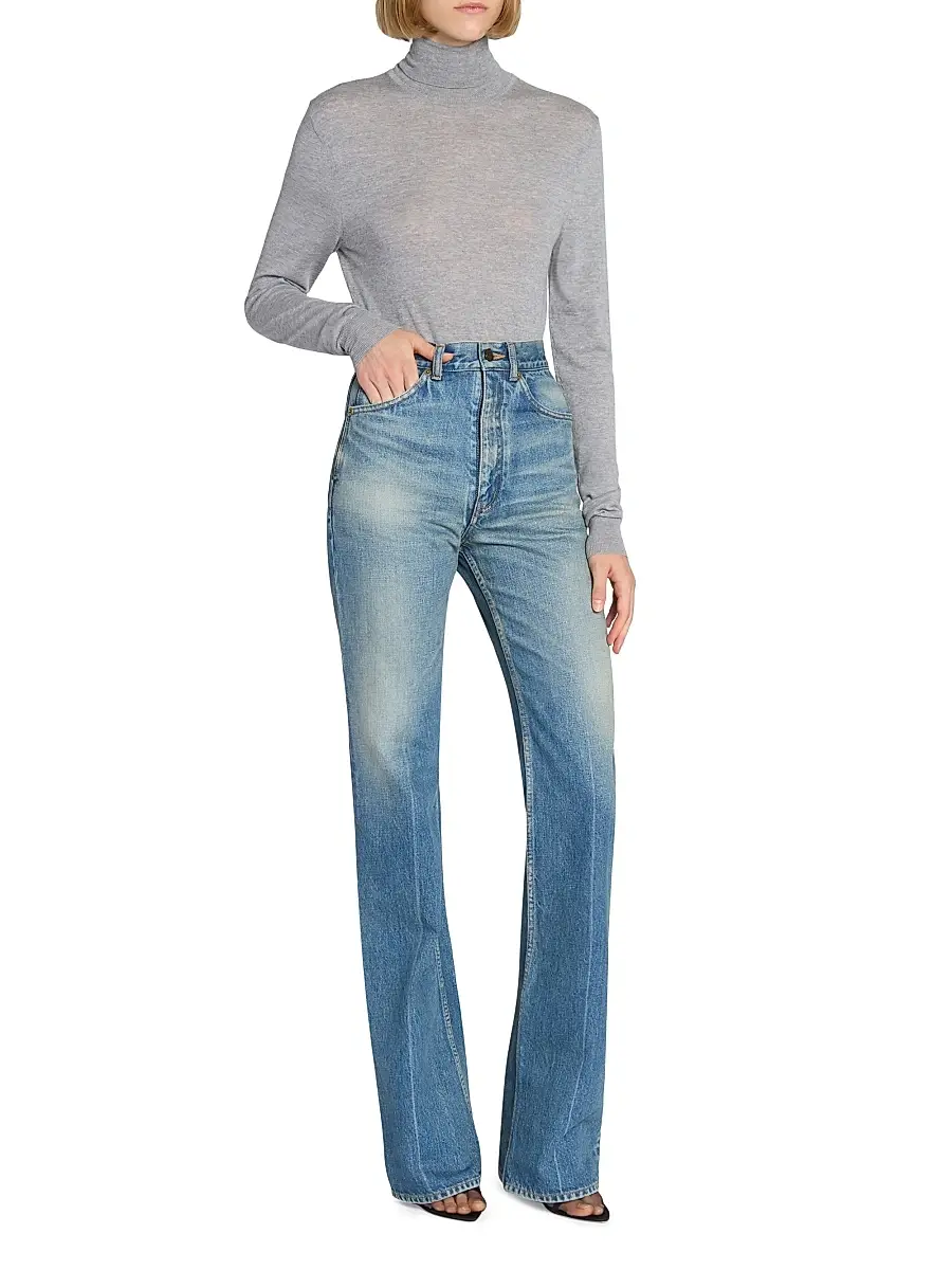 Saint Laurent Women's 70's Authentic Medium Denim Jeans | Thumbnail 3 Saint Laurent Women's 70's Authentic Medium Denim Jeans | Thumbnail 3