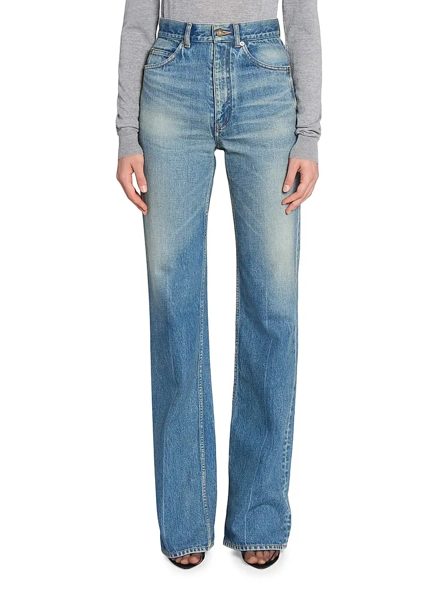 Saint Laurent Women's 70's Authentic Medium Denim Jeans | Thumbnail 4 Saint Laurent Women's 70's Authentic Medium Denim Jeans | Thumbnail 4