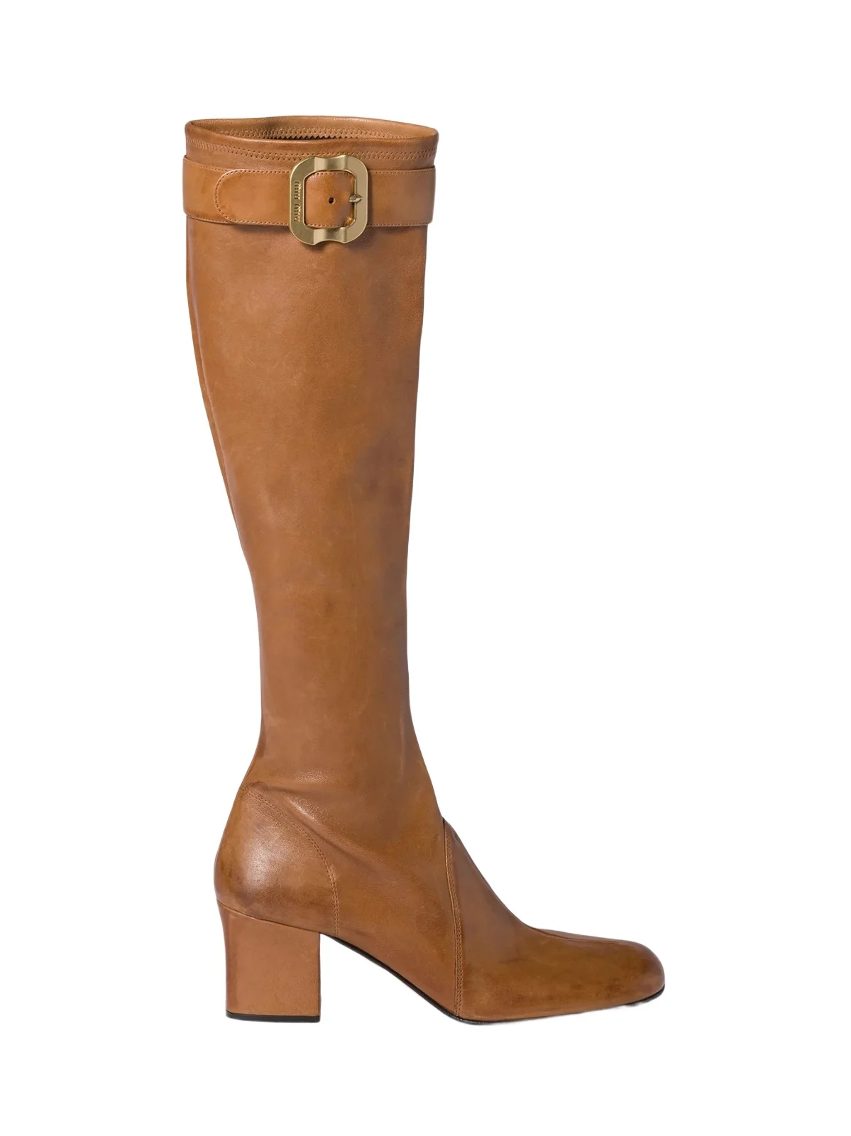 Miu Miu Women's Nappa Leather Boots with Buckle - Brown