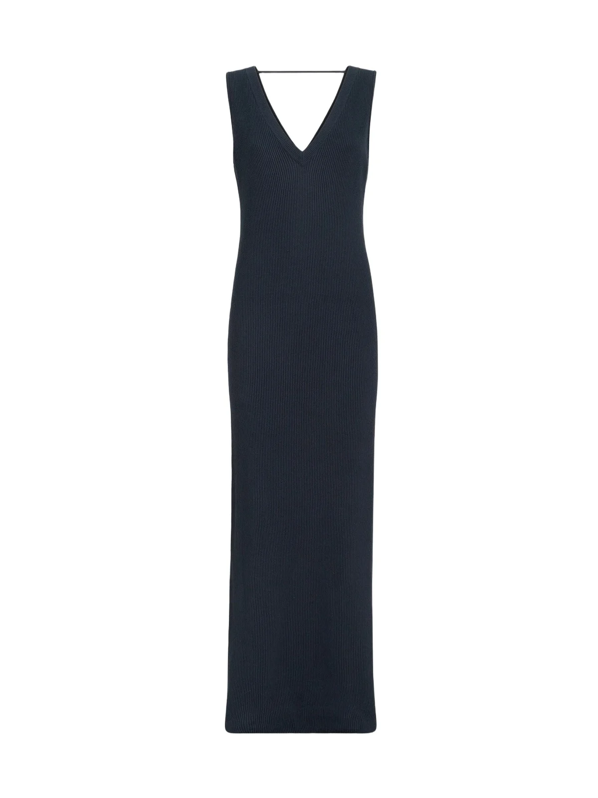 Women's Cotton Rib Knit Dress with Precious Strap - Blue Women's Cotton Rib Knit Dress with Precious Strap - Blue