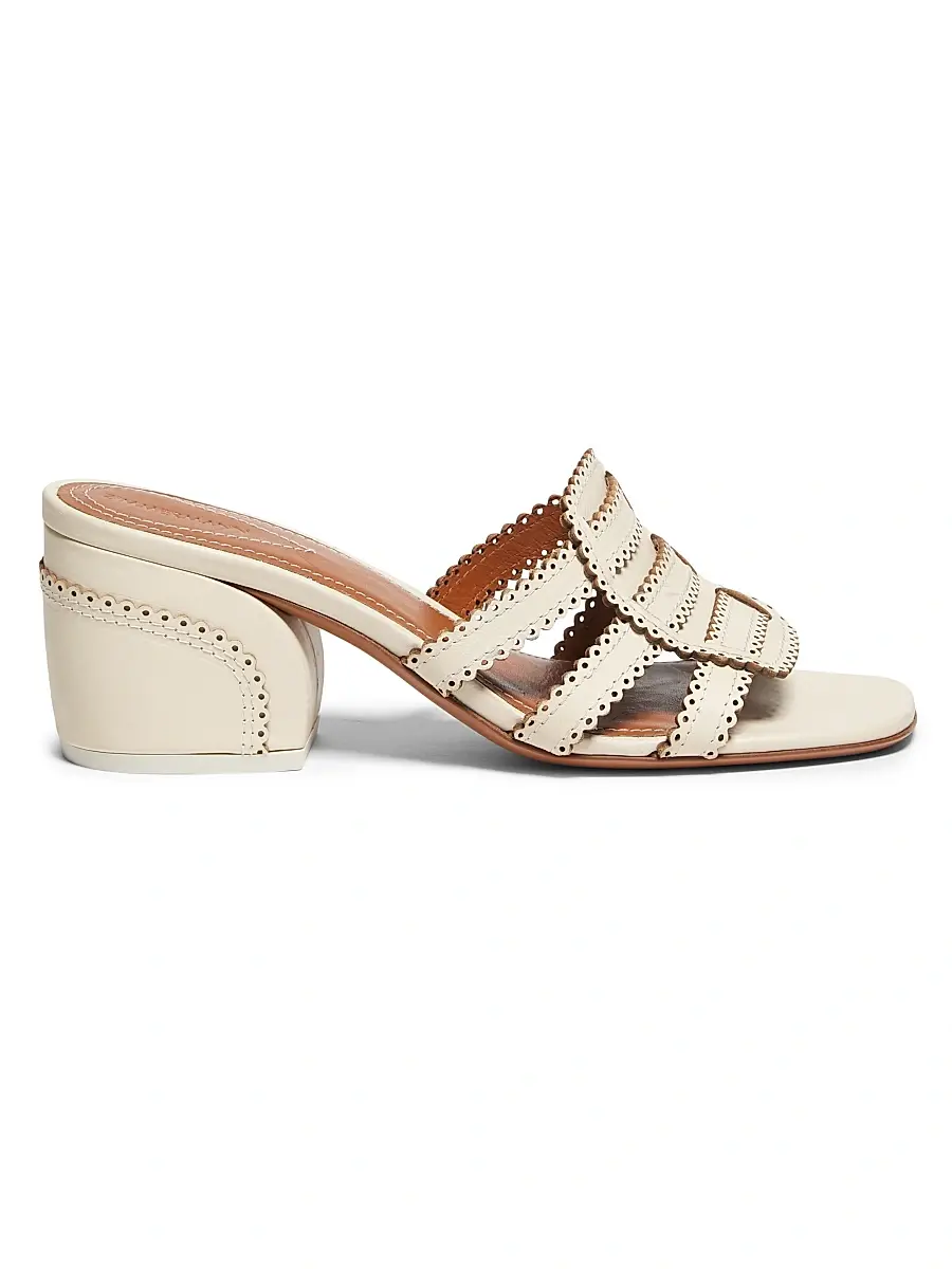 Zimmermann Women's Goldie 65MM Scalloped Leather Sandals - Macadamia | Image 1 Zimmermann Women's Goldie 65MM Scalloped Leather Sandals - Macadamia | Image 1