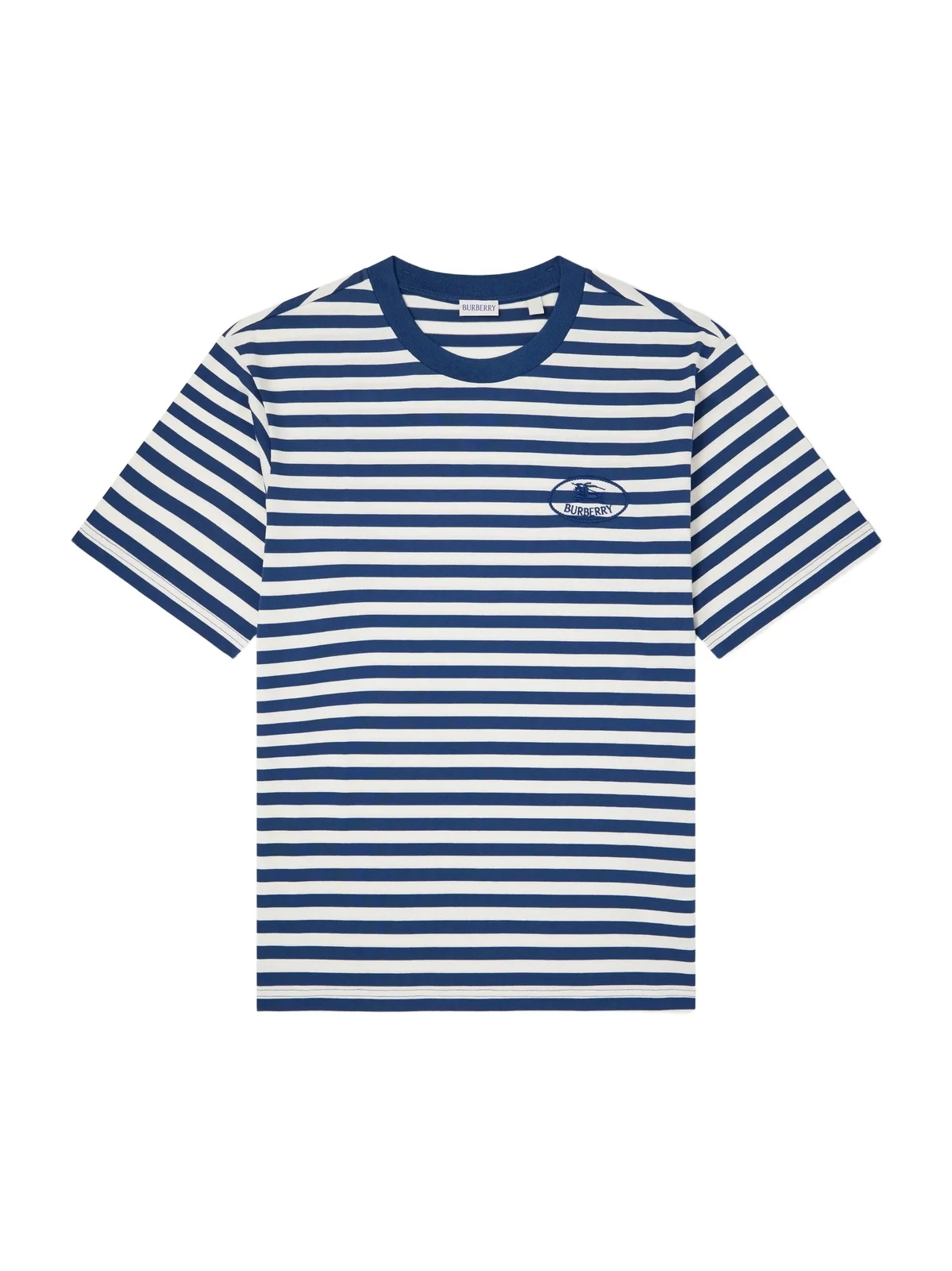 Burberry Ryan Logo-Embroidered Striped Cotton-Blend Jersey T-Shirt - Men