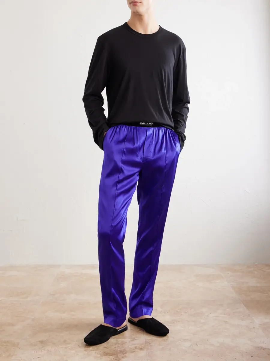Tom Ford Silk-Blend Satin Pyjama Trousers - Men | Thumbnail 2 Tom Ford Silk-Blend Satin Pyjama Trousers - Men | Thumbnail 2