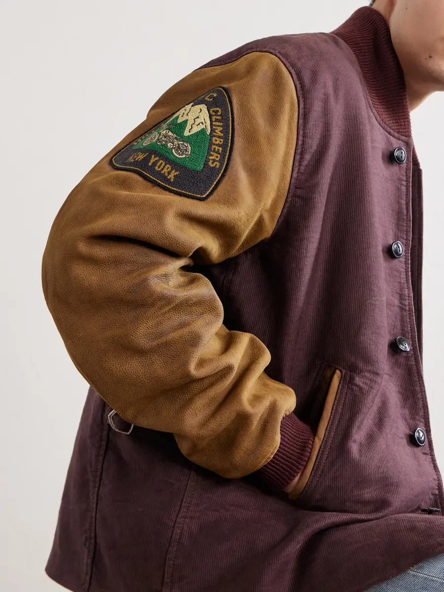 RRL Logo-Embroidered Cotton-Corduroy and Leather Bomber Jacket - Men | Thumbnail 5 RRL Logo-Embroidered Cotton-Corduroy and Leather Bomber Jacket - Men | Thumbnail 5