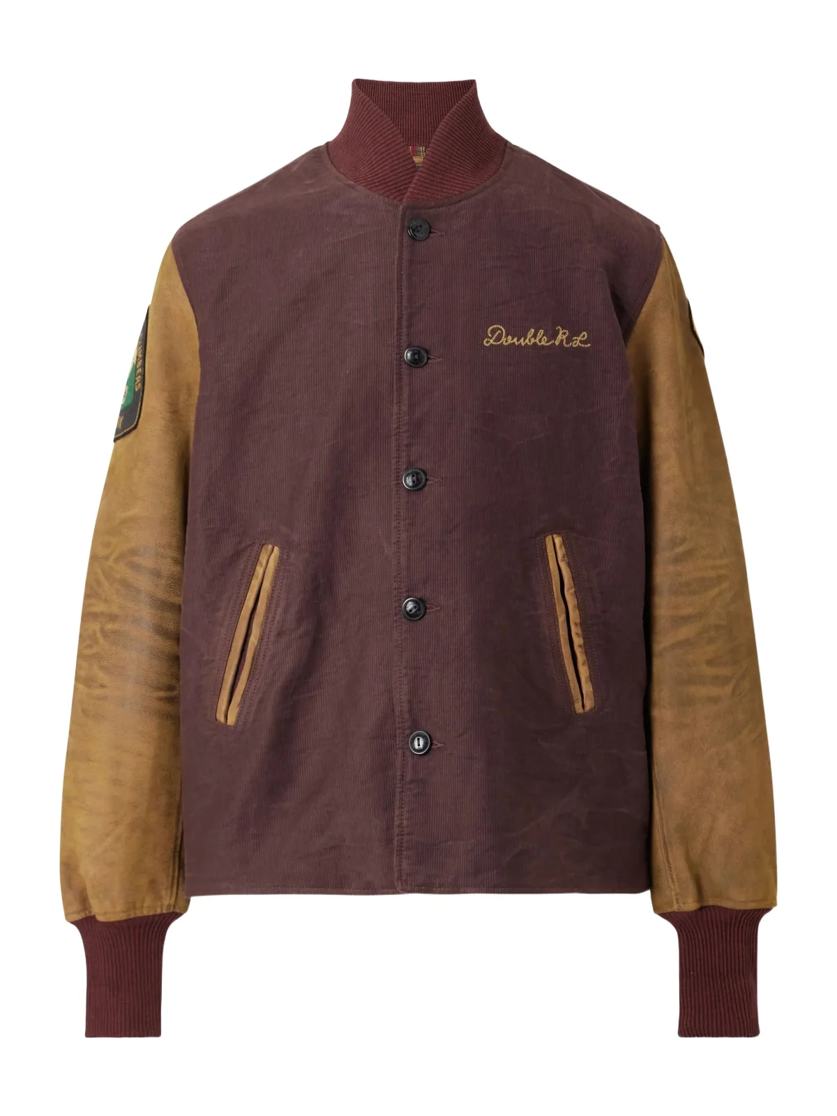 Logo-Embroidered Cotton-Corduroy and Leather Bomber Jacket - Men