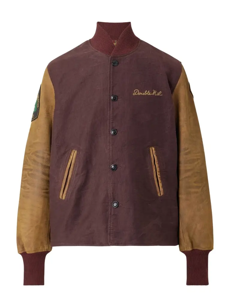 RRL Logo-Embroidered Cotton-Corduroy and Leather Bomber Jacket - Men